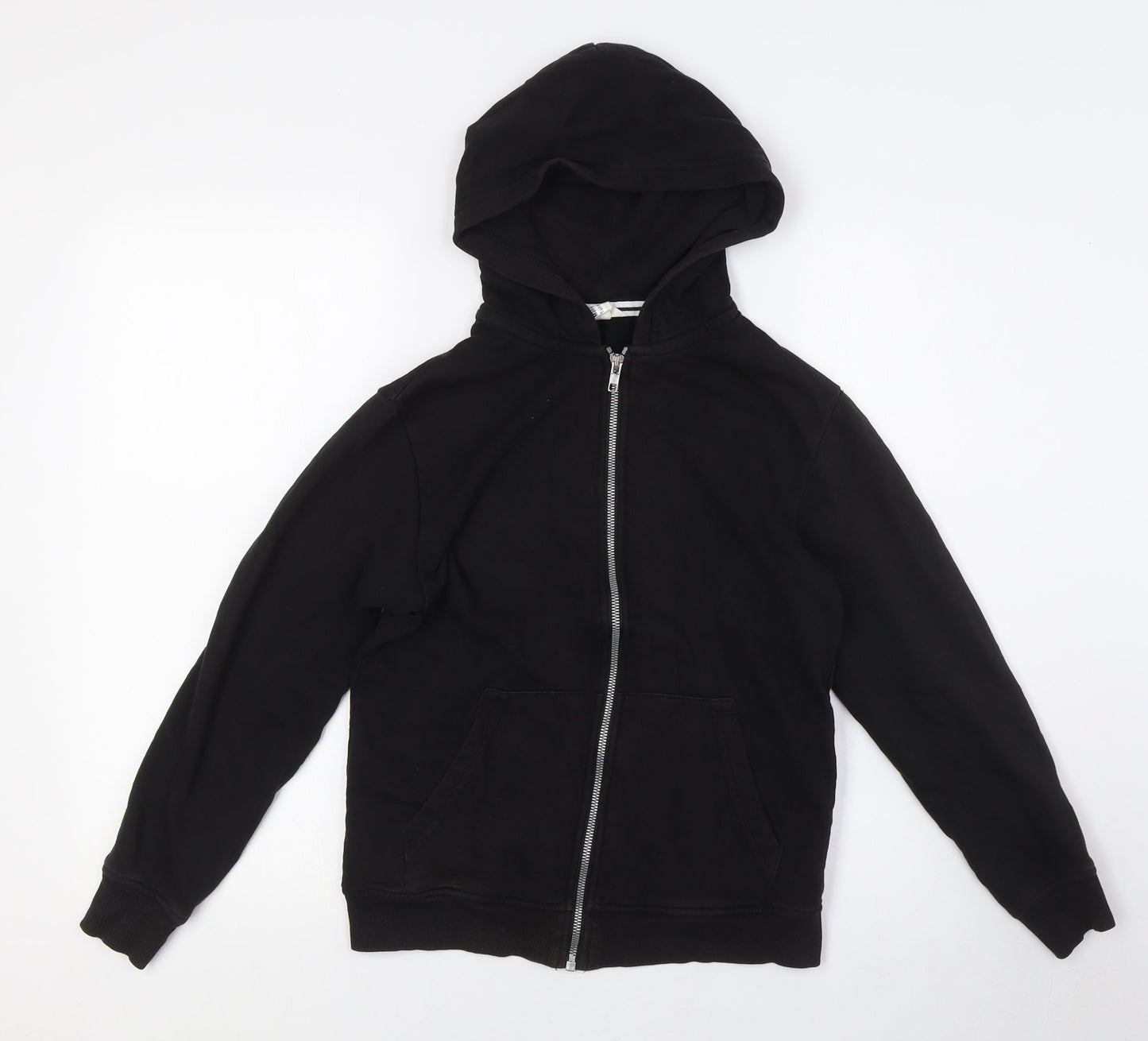 H&M Boys Black Cotton Full Zip Hoodie Size 10 Years Zip - Ages 10-12