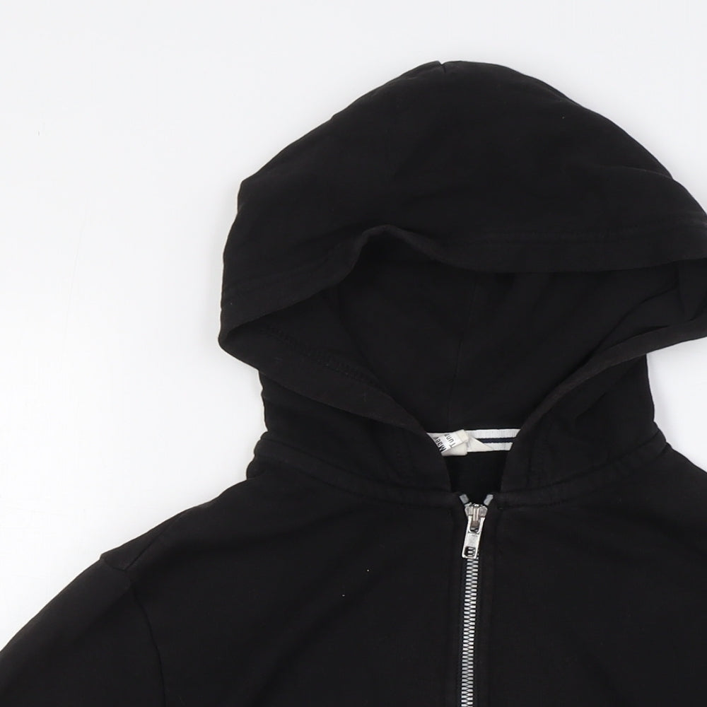 H&M Boys Black Cotton Full Zip Hoodie Size 10 Years Zip - Ages 10-12
