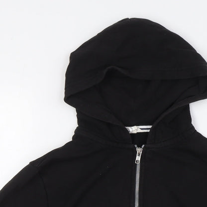 H&M Boys Black Cotton Full Zip Hoodie Size 10 Years Zip - Ages 10-12