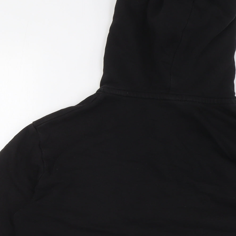 H&M Boys Black Cotton Full Zip Hoodie Size 10 Years Zip - Ages 10-12