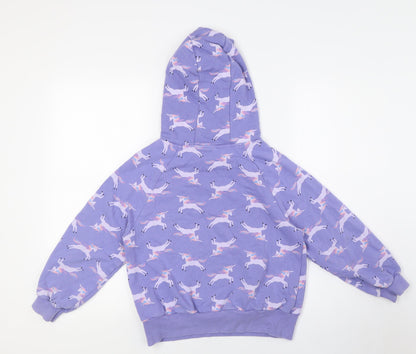 NEXT Girls Purple Cotton Pullover Hoodie Size 10 Years - Unicorn, Sequins