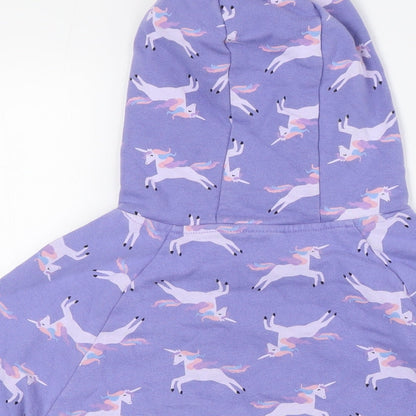 NEXT Girls Purple Cotton Pullover Hoodie Size 10 Years - Unicorn, Sequins