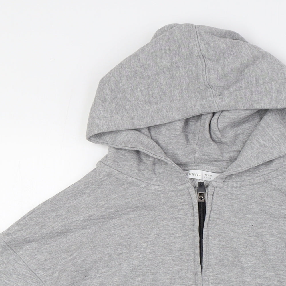 MNG Boys Grey Cotton Full Zip Hoodie Size 10 Years Zip