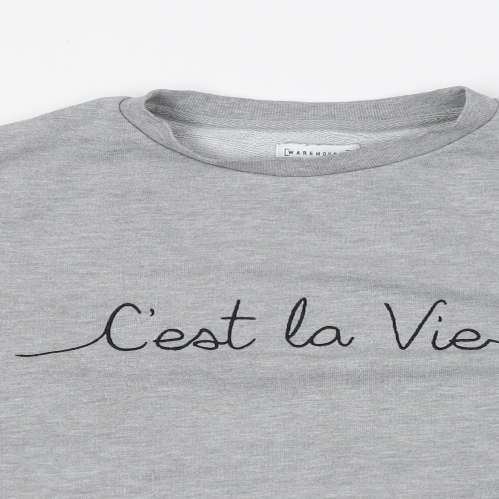 Warehouse Womens Grey Cotton Pullover Sweatshirt Size M - C'est La Vie