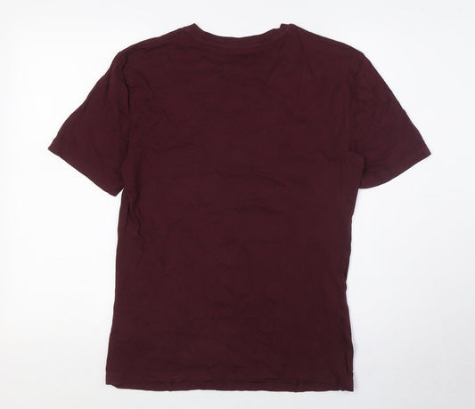 Marks and Spencer Mens Red Cotton T-Shirt Size S Crew Neck