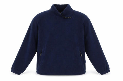 Poppy Womens Blue Polyester Pullover Sweatshirt Size S - Ribbed, Pull Cord Neck