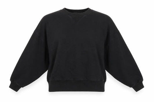Front view of ASOS women’s black cotton blend pullover sweatshirt, size UK 12