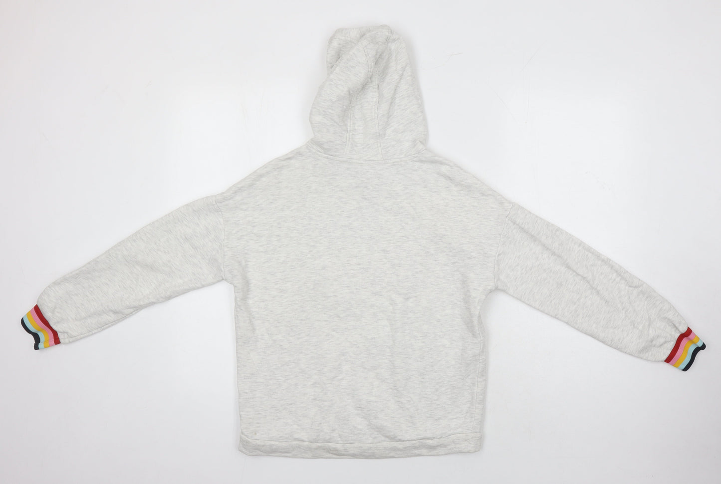 M&S Girls Grey Houndstooth Cotton Pullover Hoodie Size 12-13 Years