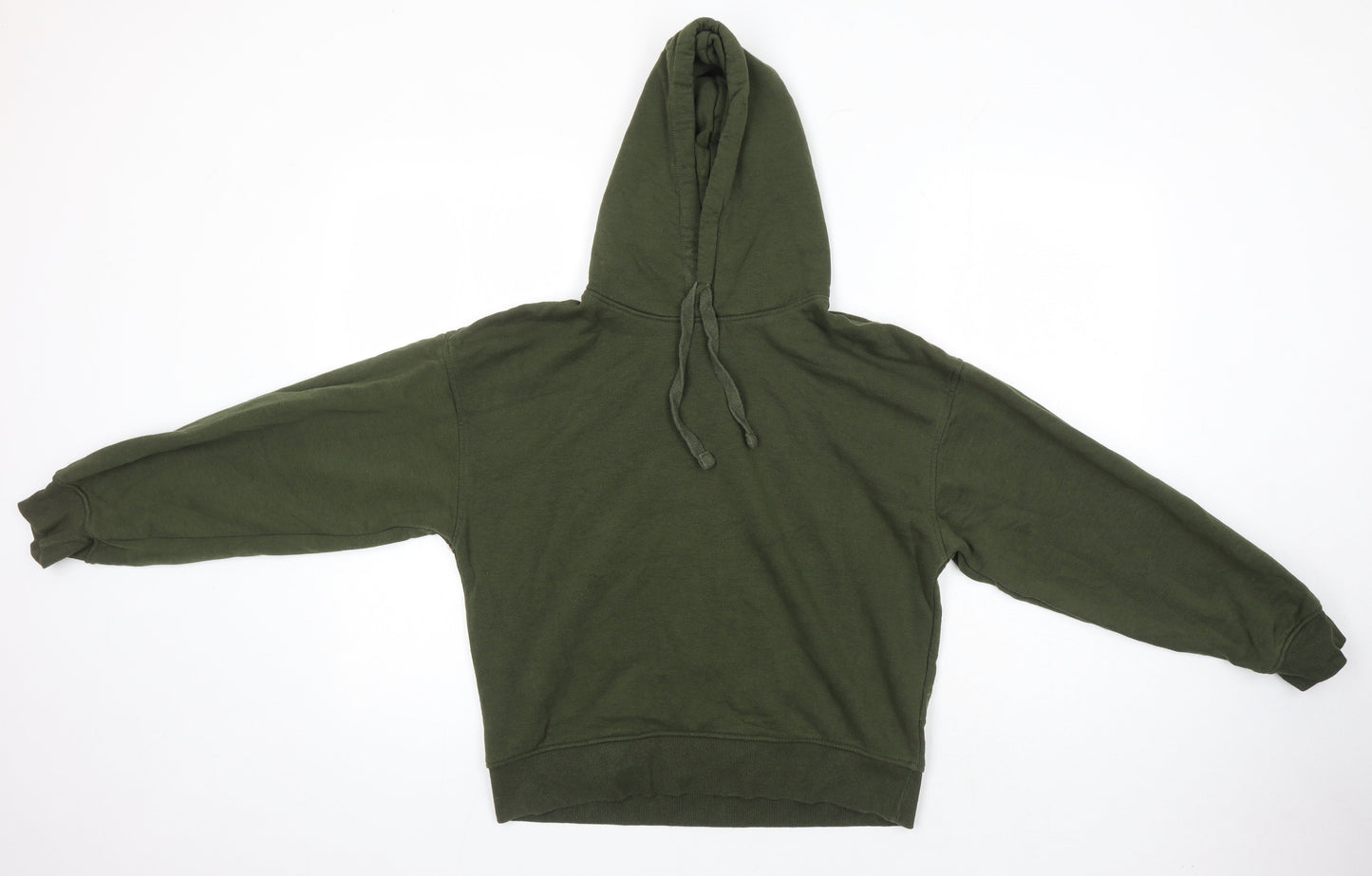 Zara Womens Green Cotton Pullover Hoodie Size S