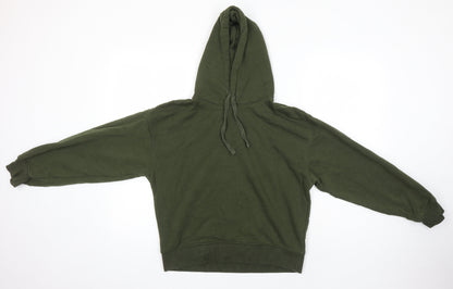 Zara Womens Green Cotton Pullover Hoodie Size S