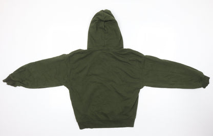 Zara Womens Green Cotton Pullover Hoodie Size S