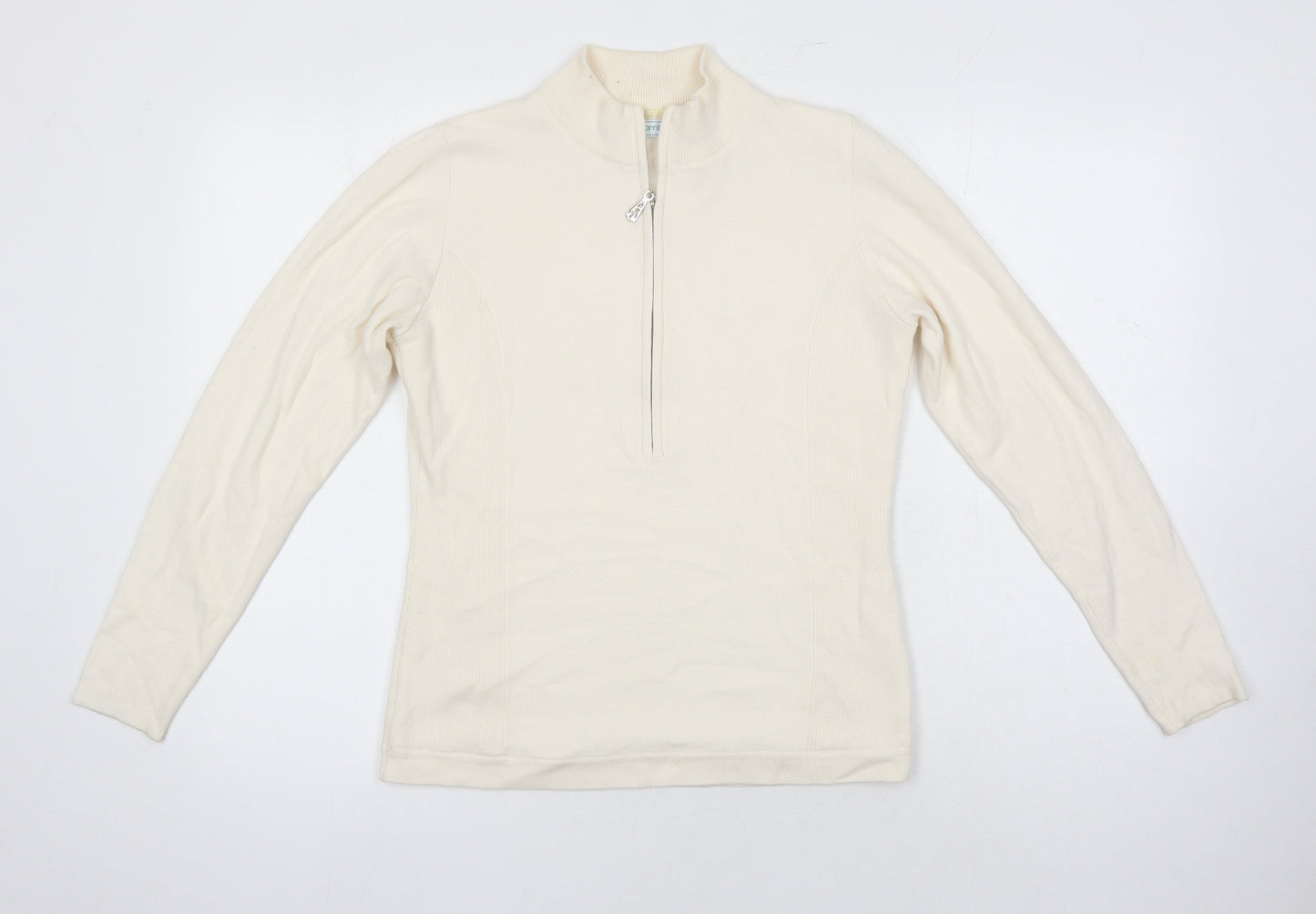 green lamb Womens Ivory Round Neck Herringbone Cotton Pullover Jumper Size 8