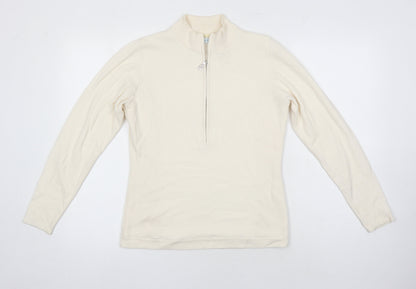 green lamb Womens Ivory Round Neck Herringbone Cotton Pullover Jumper Size 8