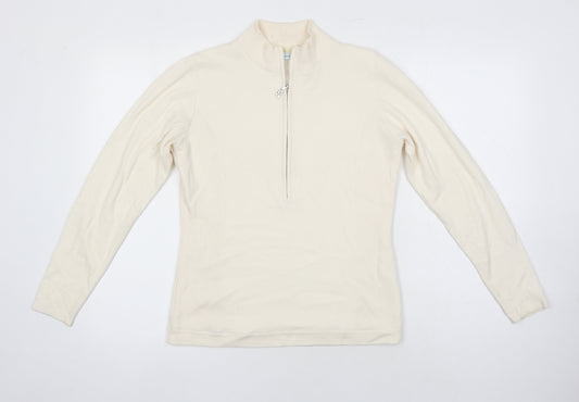 green lamb Womens Ivory Round Neck Herringbone Cotton Pullover Jumper Size 8