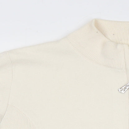 green lamb Womens Ivory Round Neck Herringbone Cotton Pullover Jumper Size 8