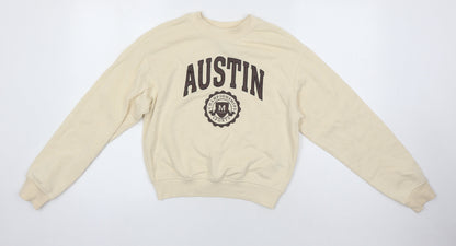 H&M Womens Beige Cotton Pullover Sweatshirt Size XS