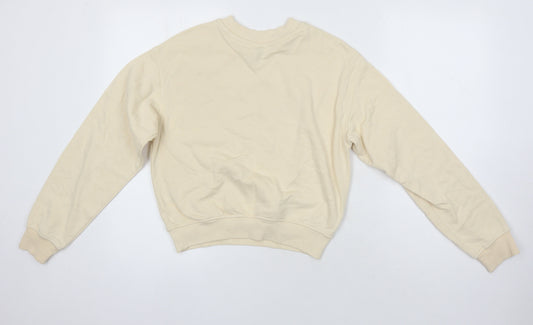 H&M Womens Beige Cotton Pullover Sweatshirt Size XS