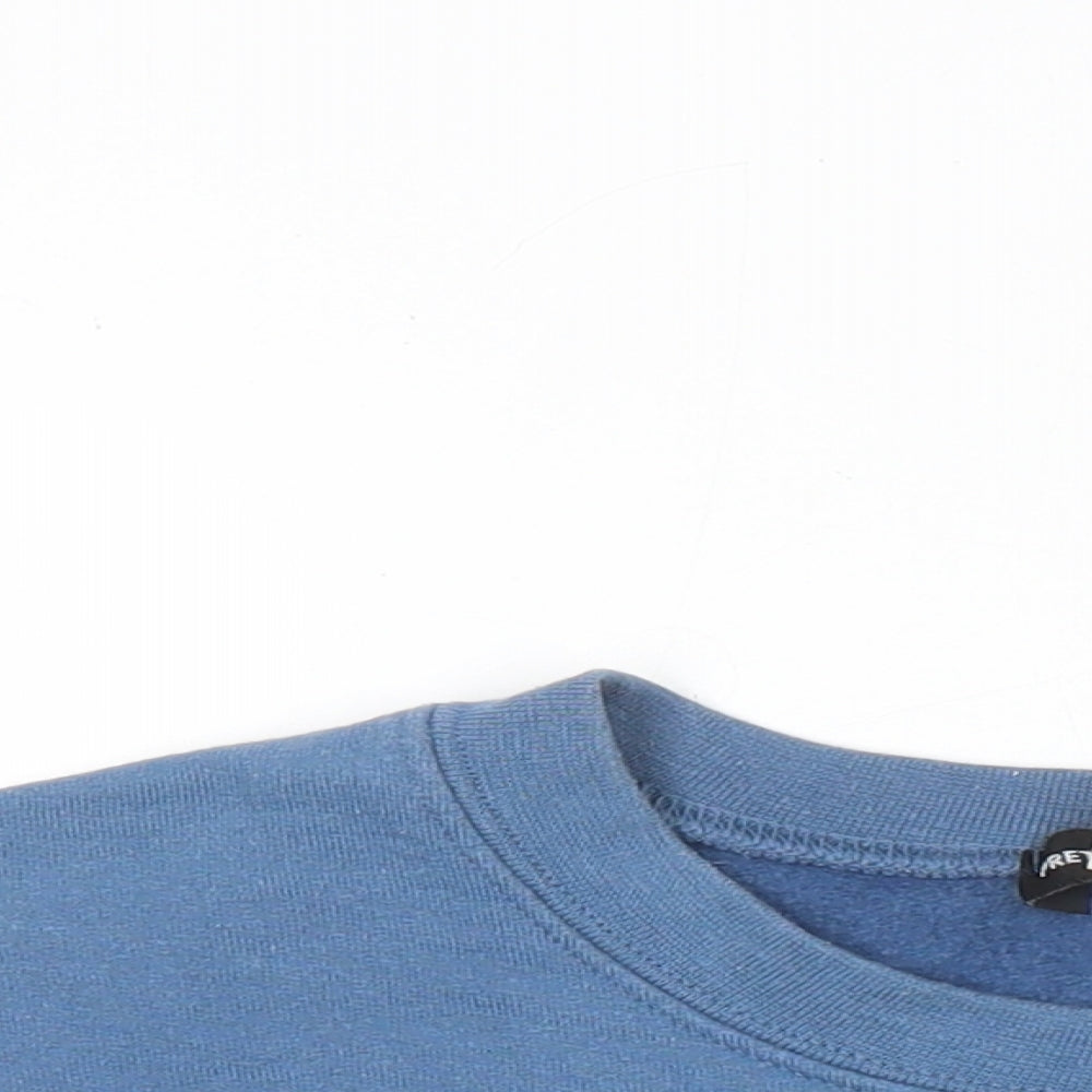 PRETTYLITTLETHING Womens Blue Cotton Pullover Sweatshirt Size S - Cropped