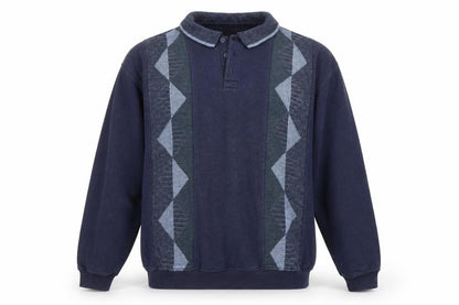 St Michael Mens Blue Argyle/Diamond Cotton Pullover Sweatshirt Size XL
