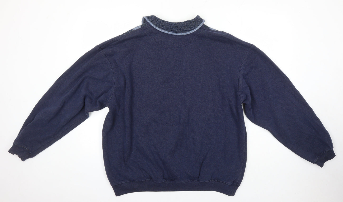 St Michael Mens Blue Argyle/Diamond Cotton Pullover Sweatshirt Size XL