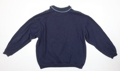 St Michael Mens Blue Argyle/Diamond Cotton Pullover Sweatshirt Size XL