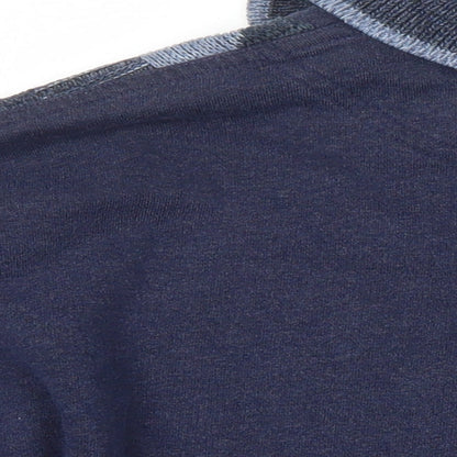 St Michael Mens Blue Argyle/Diamond Cotton Pullover Sweatshirt Size XL