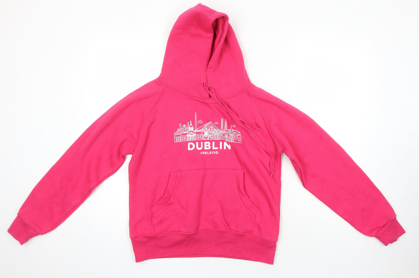 Lady Fit Hood Womens Pink Houndstooth Cotton Pullover Hoodie Size M - Dublin