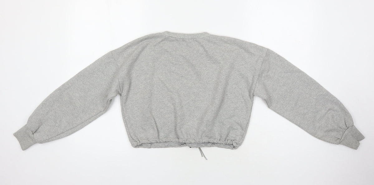 PRETTYLITTLETHING Womens Grey Polyester Pullover Sweatshirt Size 4 - Cropped