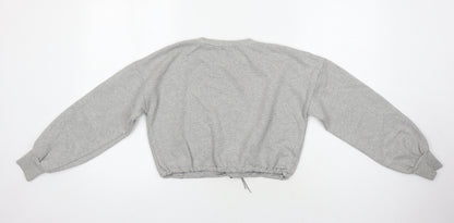 PRETTYLITTLETHING Womens Grey Polyester Pullover Sweatshirt Size 4 - Cropped