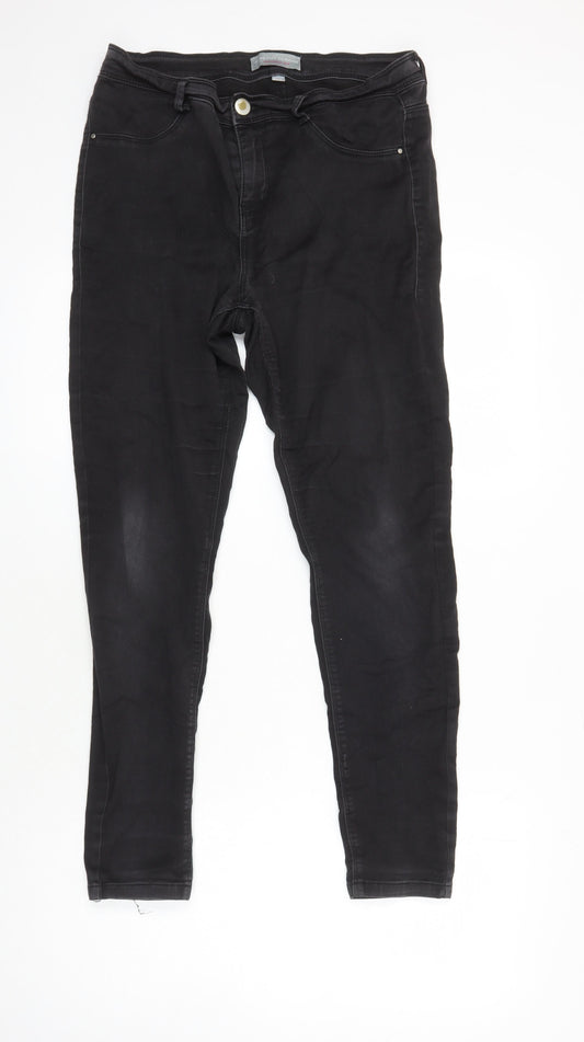 Dorothy Perkins Womens Black Cotton Straight Jeans Size 14 L27 in Regular