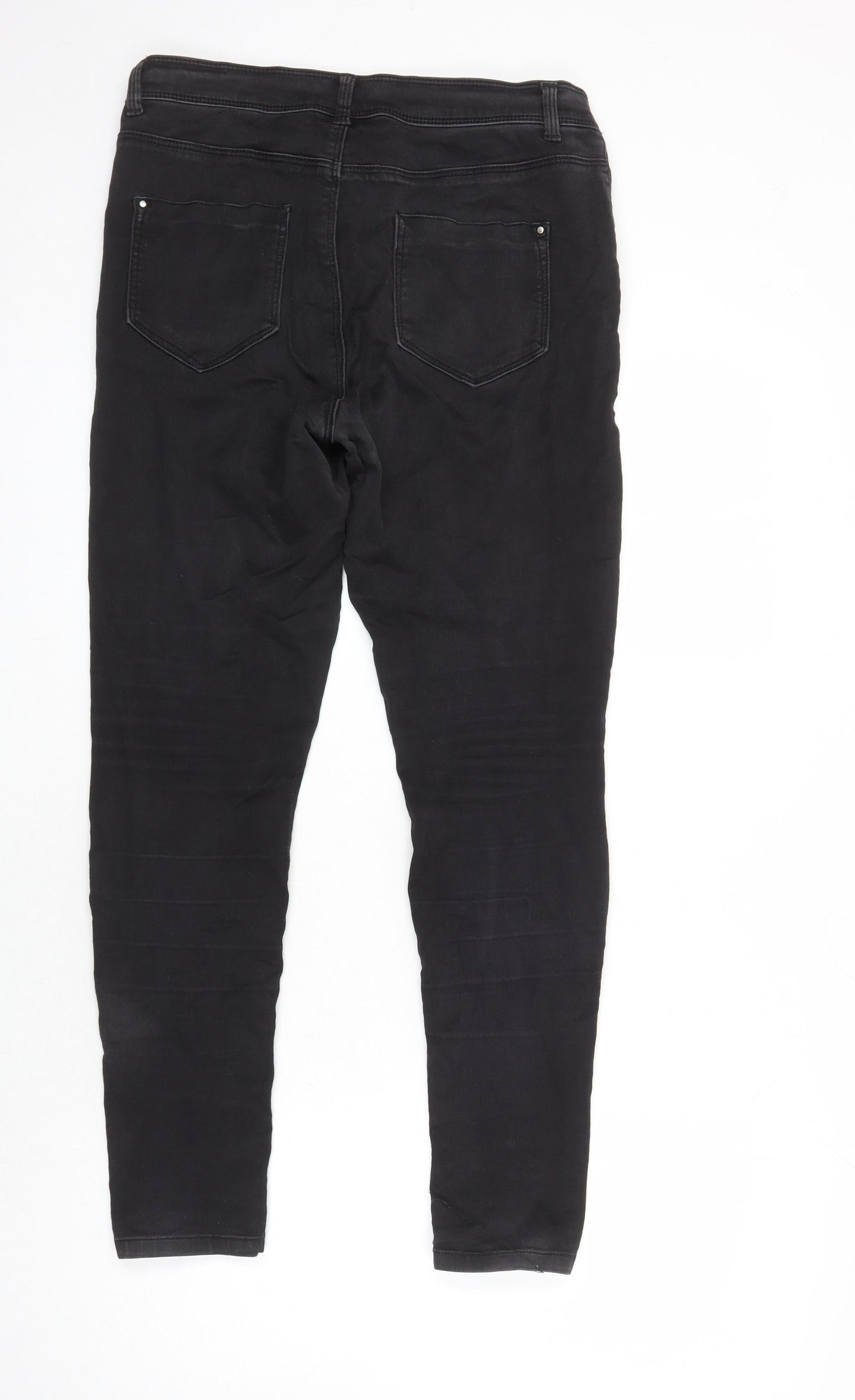 Dorothy Perkins Womens Black Cotton Straight Jeans Size 14 L27 in Regular