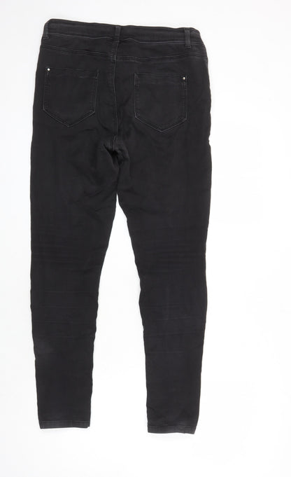 Dorothy Perkins Womens Black Cotton Straight Jeans Size 14 L27 in Regular