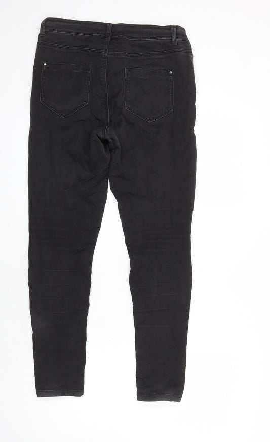 Dorothy Perkins Womens Black Cotton Straight Jeans Size 14 L27 in Regular