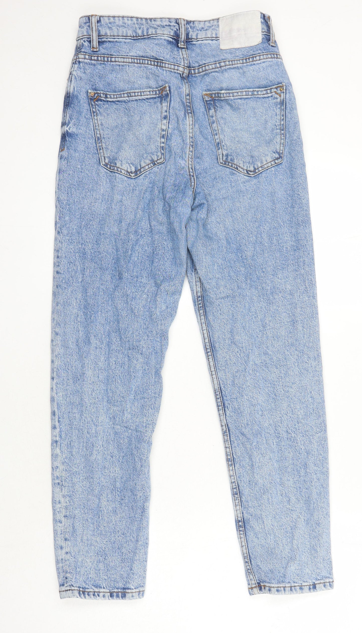 Zara Womens Blue Cotton Blend Tapered Jeans Size 8 L27 in Regular