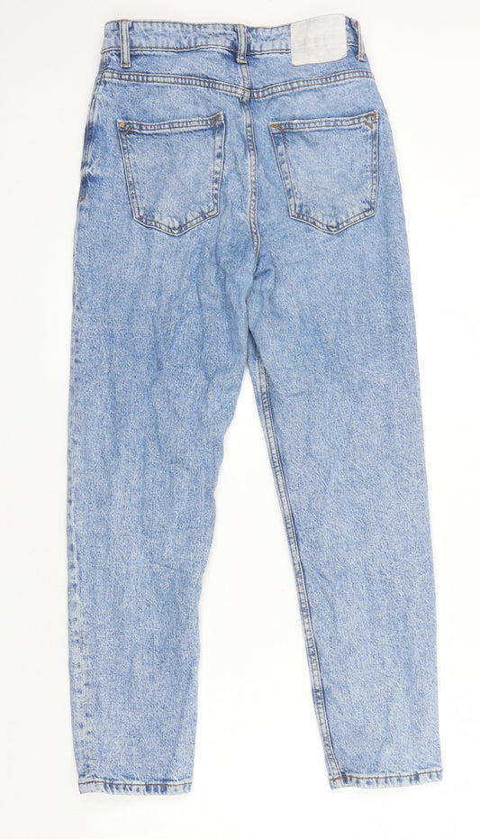 Zara Womens Blue Cotton Blend Tapered Jeans Size 8 L27 in Regular