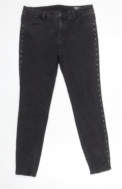 TU Womens Black Cotton Skinny Jeans Size 14 L27.5 in Regular