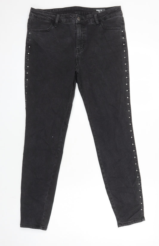 TU Womens Black Cotton Skinny Jeans Size 14 L27.5 in Regular