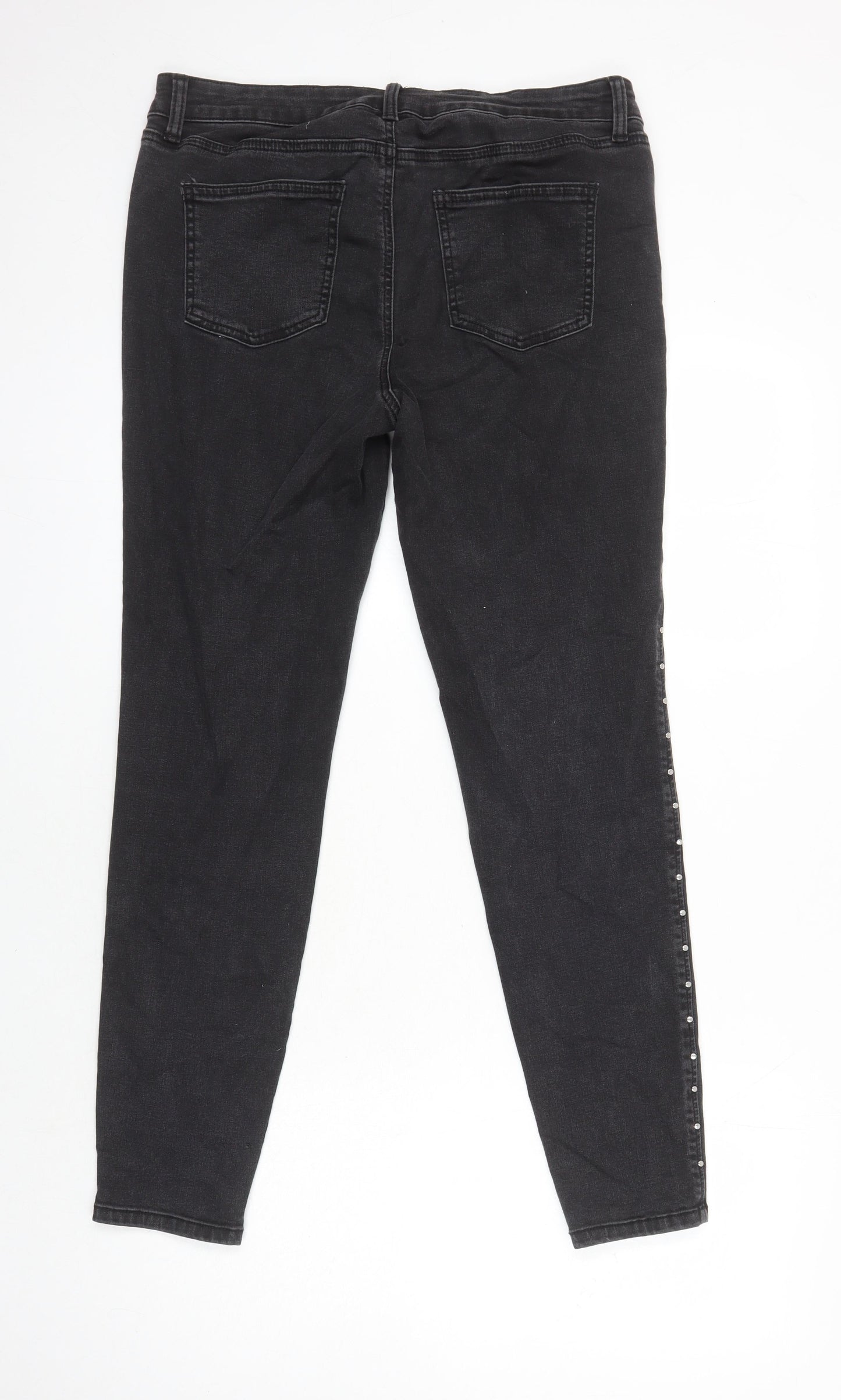 TU Womens Black Cotton Skinny Jeans Size 14 L27.5 in Regular