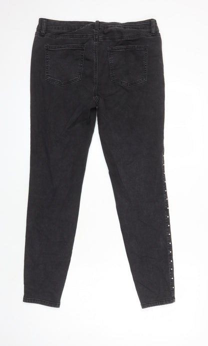 TU Womens Black Cotton Skinny Jeans Size 14 L27.5 in Regular
