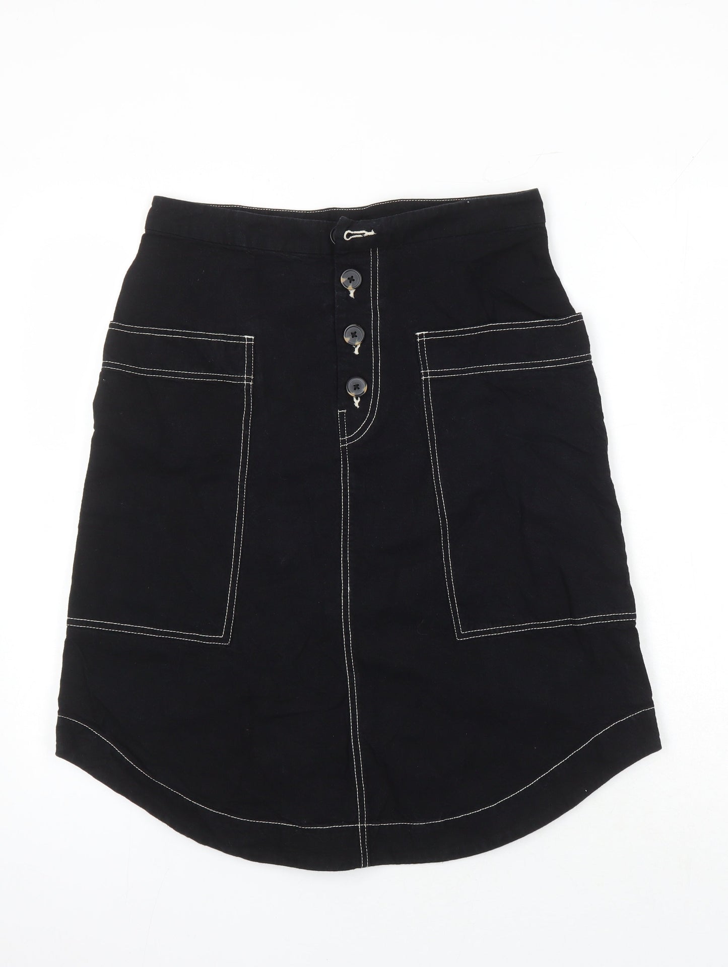 Monkl Womens Black Cotton A-Line Skirt Size 38 in