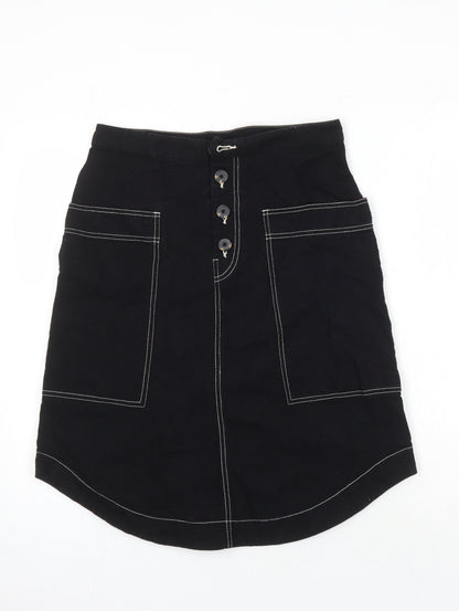 Monkl Womens Black Cotton A-Line Skirt Size 38 in