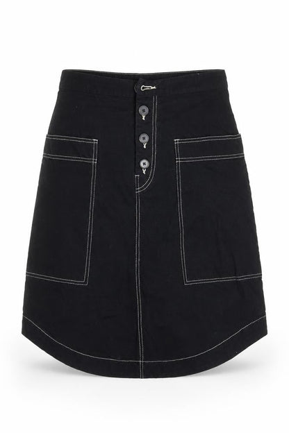 Monkl Womens Black Cotton A-Line Skirt Size 38 in