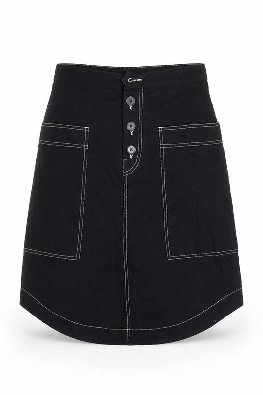 Monkl Womens Black Cotton A-Line Skirt Size 38 in