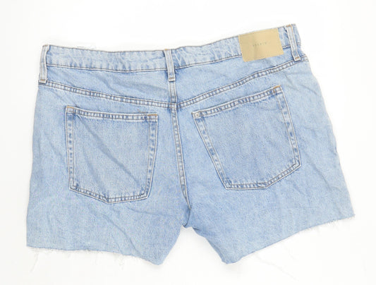 H&M Womens Blue 100% Cotton Boyfriend Shorts Size 14 Regular