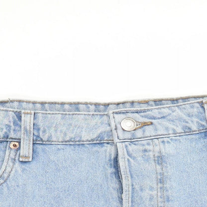 H&M Womens Blue 100% Cotton Boyfriend Shorts Size 14 Regular