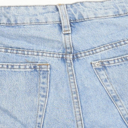 H&M Womens Blue 100% Cotton Boyfriend Shorts Size 14 Regular