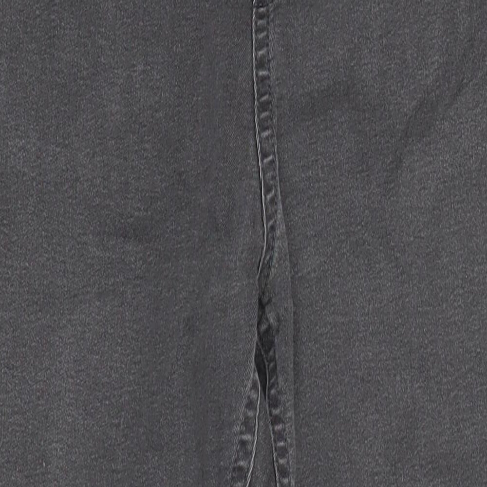 M&S Womens Grey Herringbone Cotton Jegging Jeans Size 10 L24 in Regular - Elasticated Waist