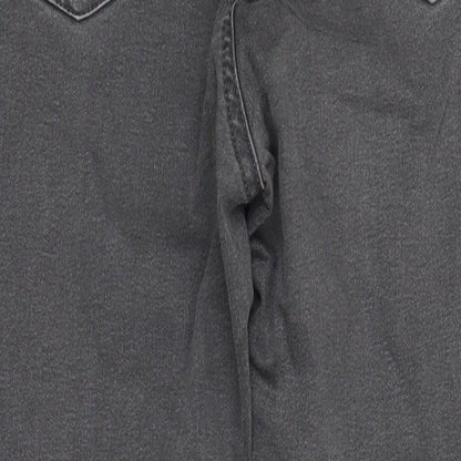 M&S Womens Grey Herringbone Cotton Jegging Jeans Size 10 L24 in Regular - Elasticated Waist