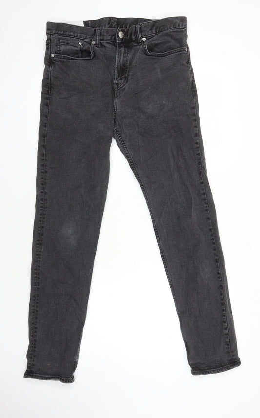 H&M Mens Black Cotton Skinny Jeans Size 33 in L30 in Extra-Slim