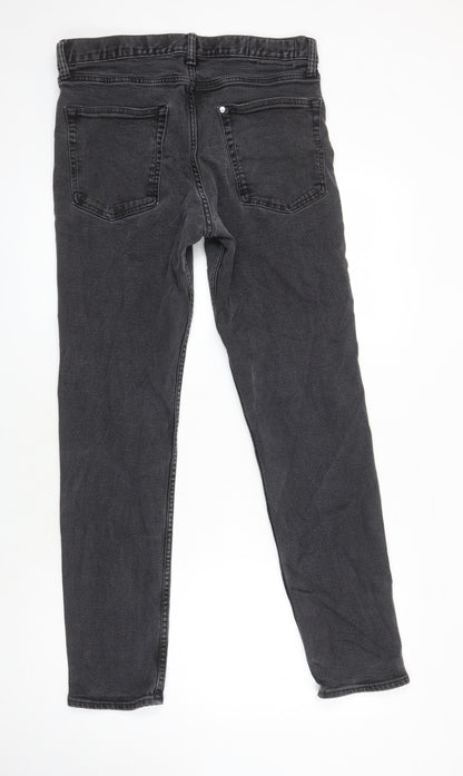 H&M Mens Black Cotton Skinny Jeans Size 33 in L30 in Extra-Slim